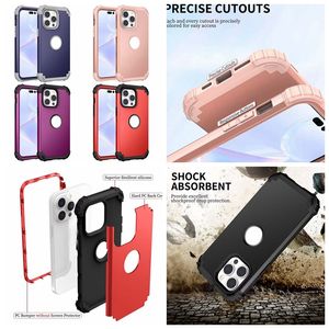 Étuis antichoc pour iPhone 15 14 Pro MAX 14Pro 14 Plus Coque avant arrière anti-chute armure couche hybride en plastique dur souple TPU 3 en 1 3 en 1 double couverture de sécurité couverture de téléphone