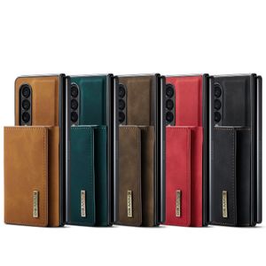 Étuis de téléphone résistants aux chocs pour Samsung Galaxy Z Fold 4/3 2 en 1, portefeuille magnétique à 3 plis, étui de protection en cuir PU de couleur pure avec emplacements pour cartes