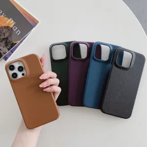 Estuches rígidos de cuero de color sólido a prueba de golpes para iPhone 14 Pro Max 13 12 11 XS XR X 8 7 Plus Funda de teléfono delgada y delgada