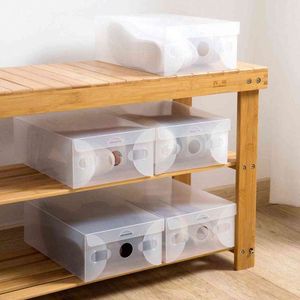 Caja de zapatos Caja de cajón transparente Caja de organizadores apilables de plástico Estante de almacenamiento 10pcs / set