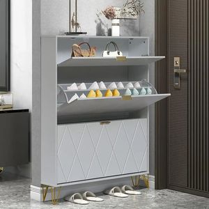 Armoire à chaussures avec seau basculant sur pied, rangement avec 3 tiroirs rabattables, support étroit pour entrée moderne 240223