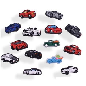 Accesorios de piezas de zapatos 100 unids / lote Coche Camión Encantos Decoraciones Coches Dibujos animados Pvc Croc Jibitz Hebilla Niños Fiesta de niños Regalo Drop Deliv Dhh14