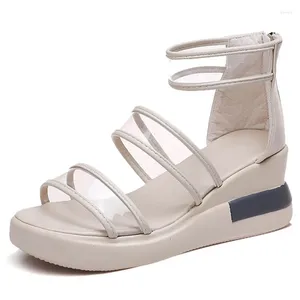 Shoe Women Transparent Ladies Sandals White PVC Platform 2024 Summer Open Fashion Wedge J211 280 743 66685