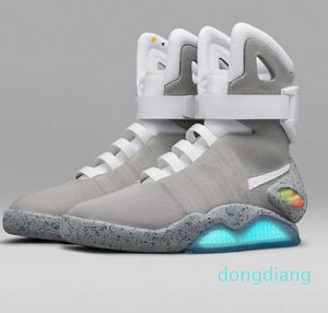 zapatos talla grande botas estadounidenses Diseñador Auténtico Air Mag Regreso al futuro Zapatillas de deporte Marty Mcfly Zapatos LED Lighting Up Mags Sneake zapatos para hombre zapatillas de deporte hombres zapatillas de deporte sin logotipo