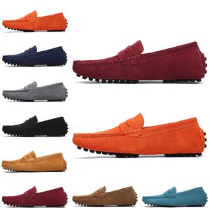 Zapatos de gamuza más barato Vestido sin marca Hombres Black Black Black Blue Red Gris Rojo Orange verde marrón Slip On Lazy Leaty Shoe 86 S