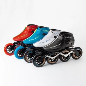 Chaussures Cityrun 4 roues 110 mm en ligne de vitesse de vitesse chaussures en fibre de carbone botte bleu zip zip 100 mm 90 mm race race marathon ps pro pro