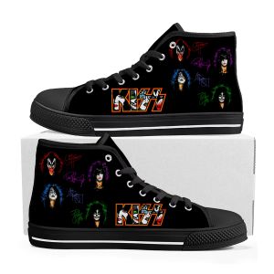 Chaussures Heavy Metal Kiss Rock Rock Band High Top High Quality Sneakers Mens Mens pour adolescents pour femmes chaussures de couple décontracté chaussure personnalisée