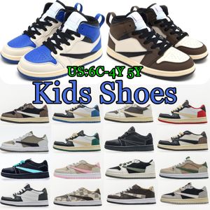 1S Chaussures Enfants 4Y 5Y Baskets pour tout-petits Jumpman Garçons Filles Black Phantom Olive Reverse Mocha Baskets Nourrissons Enfant Jeunes Bébé Basketball Rose Designer Chaussure