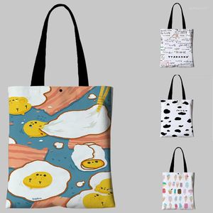 Bolsas de compras personalizadas para mujer, pintura al óleo, estampado de alimentos, bolsa de lona, comestibles reutilizables