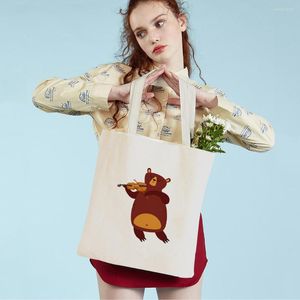 Bolsos de compras lindos dibujos animados cebra león tigre ardilla oso oveja Animal mujeres lona bolso de compras bolso de mano
