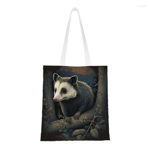 Bolsos de compras Lindo Impreso The Hungry Opossum Tote Bag Durable Canvas Shoulder Shopper Animal Pet Bolso