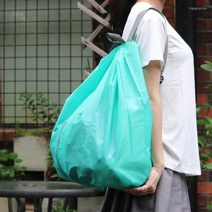 Bolsas de compras Uso de doble cara Bolsa de hombro portátil Plegable Cuadrado Poliéster Viaje Protección del medio ambiente Almacenamiento