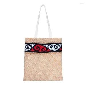 Sacs à provisions Impression de mode NZ Maoris traditionnel Kete et Design fourre-tout recyclage toile épaule Shopper zélande sac à main