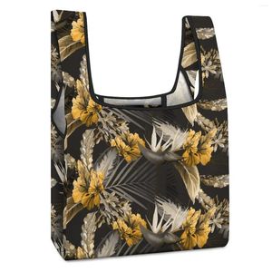 Sacs à provisions Fashion Retro Print Tote Sac Modèle personnalisé Poldable Shopper Food Sacs à main grande épicerie de voyage