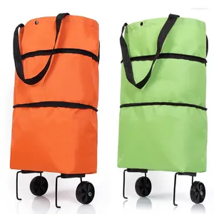 Bolsas de compras -bolso de carrito de carrito con ruedas Organizador de alimentos de comestibles plegables verduras