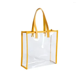 Sacs de courses personnalisés de haute qualité, sac Transparent jaune, fourre-tout en plastique en PVC