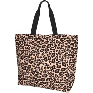 Sacs de courses léopard sac fourre-tout pour femmes cuisine réutilisable grande dames épaule marron rose mode sac à main bureau voyage