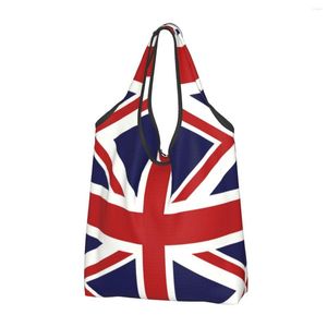 Bolsas de la compra Bandera de Union Jack del Reino Unido Bolsa de comestibles Mujeres Kawaii Hombro Shopper Bolso de gran capacidad