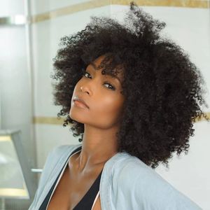 Corto Afro Kinky Curly Pelucas de cabello humano pixie corte bob para mujeres negras Virgen brasileña Ninguno Encaje 150% Densidad barato para la venta natural Diva1