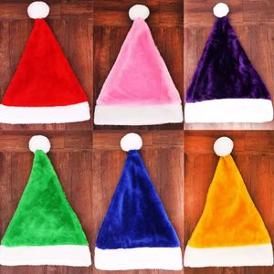 Sombrero de Navidad de elfo de felpa de color corto, sombreros de Papá Noel de Navidad, rojo, rosa, verde y azul, para adultos, nuevos s