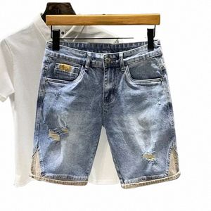 Jeans courts Pantalons pour hommes Homme Denim Shorts Ripped Stretch large coréen Fi Harajuku avec bateau gratuit Y2K Butts New In Cut B1Hv #