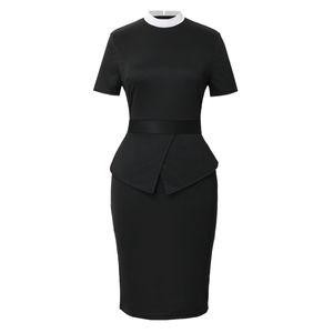 Vestido de clero de manga corta para mujeres adultas Vestidos de trabajo católicos Negro
