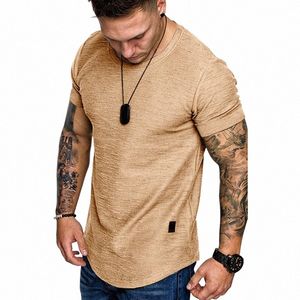 Chemise à manches courtes Streetwear Hip Hop T-shirt d'été Hommes Lgline Ourlet incurvé Fitn T-shirt Slim T-shirt drôle Plus Taille M-3XL N3UG #