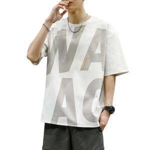 Camiseta de manga corta para hombre, camiseta de media manga con letras holgadas y finas de verano, ropa de hombre agrandada y gorda
