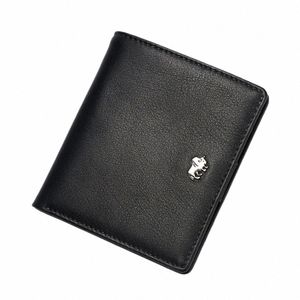 portefeuilles courts authentique en cuir à main lecteur RFID Blocking Mini portefeuille portefeuille Small Men Zipper Coin Pocket W9317 Ship gratuit V5C2 #