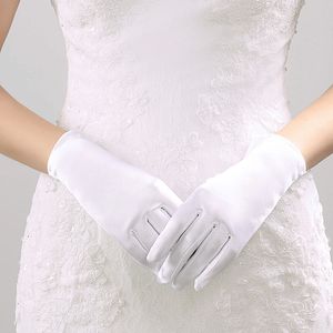 Gants De Mariage Courts Doigt Pour Femmes Poignet Poignets En Satin Ivoire Simple Gant De Mariée Luva De Noiva Accessoire