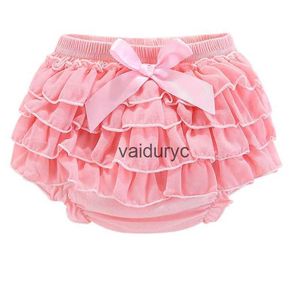 Shorts Bow Baby Shorts Coton Lace Baby Girl Girl Ruffled Cute Baby Diaper Set Summer New-Born Shorts Seersucker Baby Girl Clothes Clothing H240508