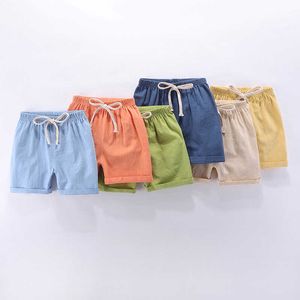 Shorts Children Summer Shorts For Boys Kids Casual Beach Shorts Candy Color Cotton Linen Breathable Soft Short Pants For Girl 100-160cm AA230404