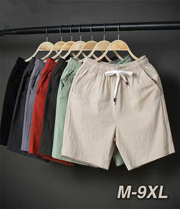 Pantalones cortos de verano para hombre, Cortos sueltos estirados, negro, caqui, azul, algodón fino, hombre de talla grande 6XL, 7XL, 8XL, 9XL, pantalones cortos de playa de gran tamaño 210714