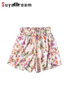 Shorts suyadream femme pantalon court 93% de soie 7% taise élastique en spandex pantalon rose imprimé 2023 Bottons d'été printemps