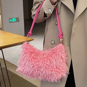 sac à bandoulière sac sous les bras fourre-tout sac fourre-tout en fausse fourrure pour femmes sacs à main de luxe automne hiver sacs à bandoulière en peluche sacs à main de shopping