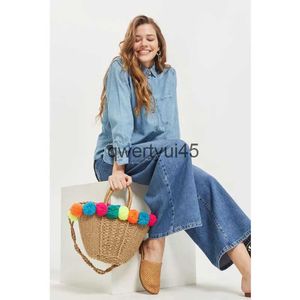 Bolsos de hombro 2019, bolso de paja con bola de Color burbuja, Bola de encaje de verano, Boemia Fasion, bolsos y bolsos informales para mujer, Soulder Beac, ToteH2421