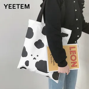 Bolsas de hombro Boolar Black White Vaceta Impresión Bolsa para mujeres Medias de escuelas de estudiantes japoneses Sail para estudiantes s