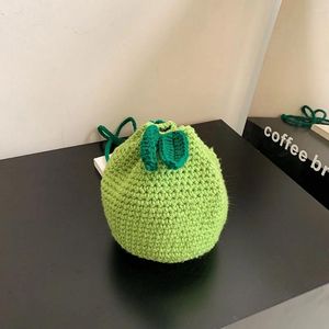 Bolsas de hombro Monedero de punto femenino Cordón de ganchillo Forma naranja Linda bolsa de fruta Charm Regalo para amigos