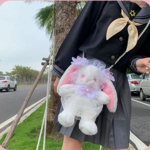 Sacs à bandoulières filles japonaises mignonnes lolita pour fille cosplay kawaii en peluche lace lop oreille poire messager sac jouet téléphone