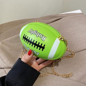 Bolsos de hombro con diseño del alfabeto ruso, Mini bolso cruzado de cuero PU con forma de fútbol para mujer, bolso de mano con cadena para mujer 2021