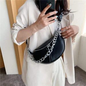 Sacs à bandouliers conception de chaîne en argent Pu Leather Crossbody for Women 2024 White Messenger Handbags Small Coffre Sac Travel Purse