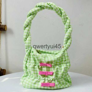 Bolsas de hombro Bolsa de honda de primavera Diseñador de mujeres Bolsos de lujo Nuevo en 2023 Material de coágulo suave Decoración de arco Kawaii Adolescente Chica Casual Bagqwertyui45