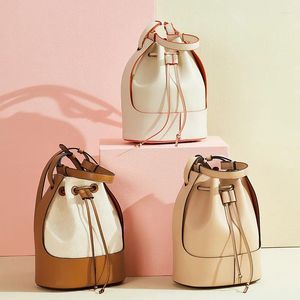 Sacs à bandoulins Sac à main de godet grand volume sac en cuir authentique pour femme 2024 avec sacs à main de poche intérieure