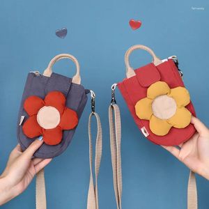 Bolsos de hombro Bolso de color cruzado para mujeres Bolso de lienzo 2024 Girl Shopper Purse Fashion Casual dulce estilo japonés flores kawaii móvil