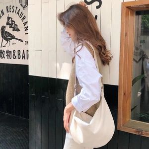 Bolsos de hombro para mujer, bandolera de lona de gran capacidad, bolsos de tela con forma semicircular y cremallera Simple, bandolera de algodón para mujer