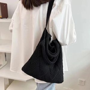 Bolsos de hombro para mujer, bolso de punto, bolso de mano informal para mujer, bolso cruzado Retro para mujer, compras reutilizables de punto