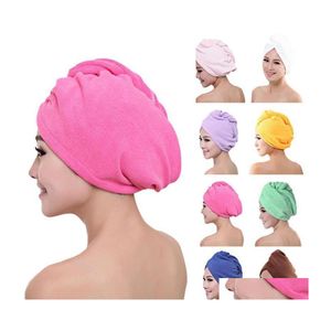 Shower Caps 60X25Cm Microfiber Bath Towel Hair Dry Quick Drying Lady Soft Cap Hat For Men Turban Head Wrap Bathing Tools Drop Delive Dhorj