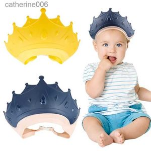 Shower Caps Adjustable Baby Swim Cap Hair Washing Crown Shower Cap Bath Eye Protection Shampoo Cap Baby Care Crown Hair Wash Hat for KidsL231110