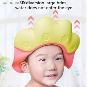 Shower Caps Baby Safe Shower Cap Soft Adjustable Waterproof Shampoo Visor Hair Wash Hat Kids Ear Protection Children Protect Head CoverL231111