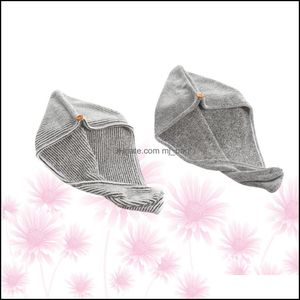 Bonnets de douche Accessoires de salle de bain Bain Maison Jardin 2 pièces Serviette à séchage rapide Bonnet de cheveux Fibre de charbon de bambou Absorbant sec pour filles dames Dr